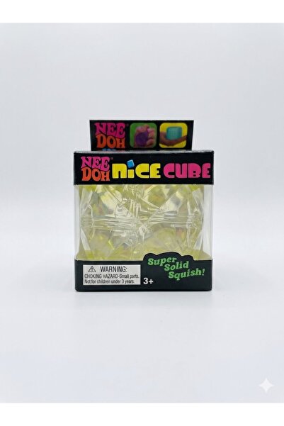 Needoh Антистрес играчка Nice Cube, мек сензорен куб, жълт, 3 години