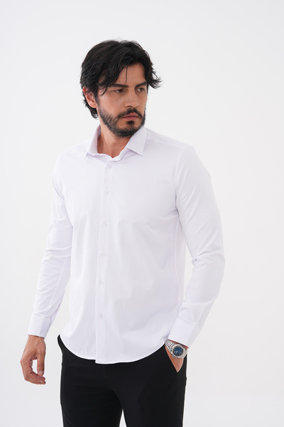 GustmanModa White Classic Collar Shirt