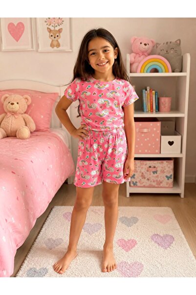 tusem butik homewear Devojčice 100% pamuk, roze dugin print, kratke rukave, k...