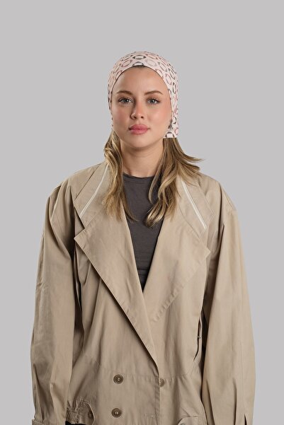 HÜRREM BONE Beige Practical Ready-To-Wear Buff Bandana Sandy Geometric Patter...