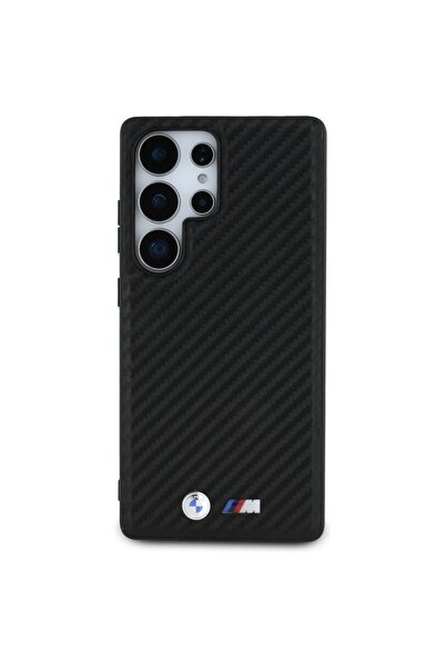 BMW Husă MagSafe din piele și carbon pentru Samsung Galaxy S25 Ultra, Negru