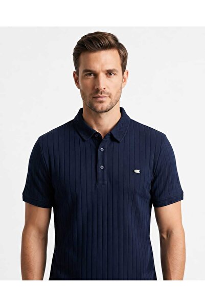 Özeniş Erkek Polo Yaka Slim Fit Çizgili Desen Kaşkorse T-Shirt