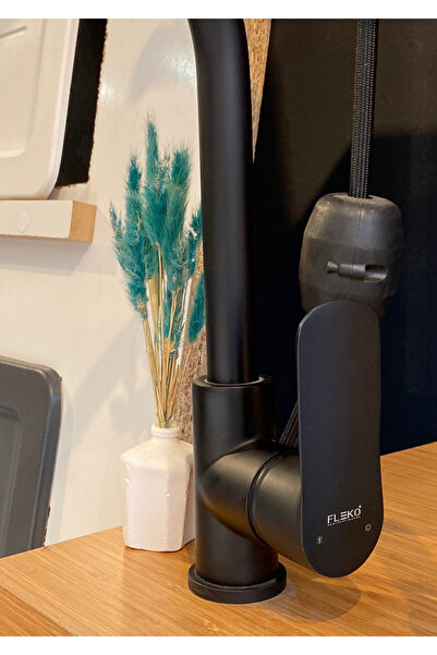 Filia Yapı Matte Black Walking Stick Pipe Sink Faucet Kitchen Tap