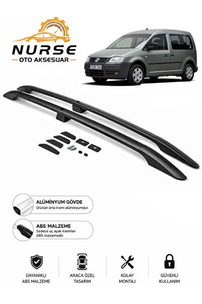 NURSE Volkswagen Caddy 2005-2020 Kısa Model için Tavan Çıtası Portbagaj Seti ...