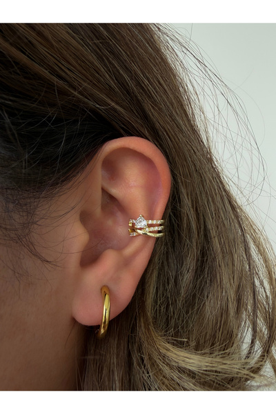 Oyster collection GOLD ZİRKON TAŞLI EARCUFF-SIKIŞTIRMALI KIKIRDAK KÜPE