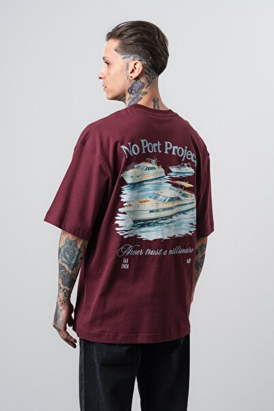 Respire Tricou supradimensionat No Port, bordo