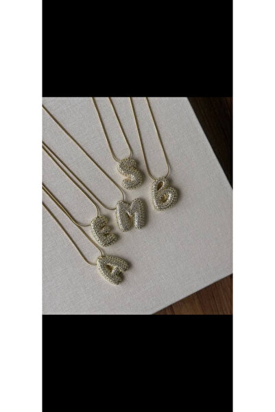Haziran Accessory Balloon Model Capital Letter, Steel Women's Necklace, Lette...