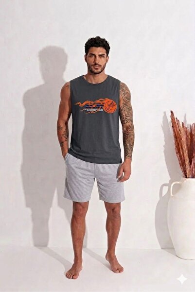 Duzor Father's Day Men's Cotton Athlete Shorts Set Bull Basketball Slam Dunk,...