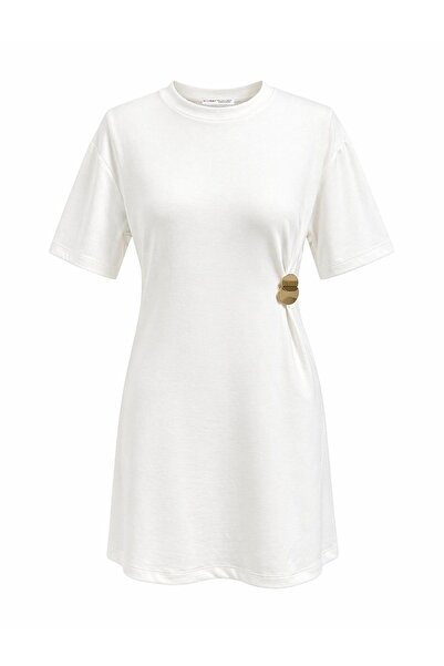 Hiccup MIXRAY Rochie mini cu guler rotund și accesoriu din piatră