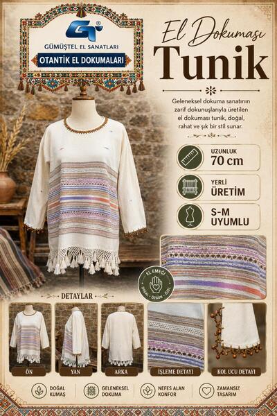 GÜMÜŞTEL EL SANATLARI Handwoven Tunic 100% Handcrafted