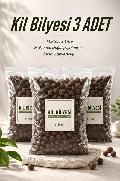 NZB Doğal Kil Bilyesi 3 ADET (1 Litre) Saksı Altı Drenaj Katmanı ve Dekoratif...