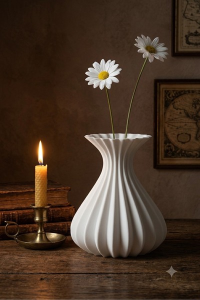 Teknoartshop Mona Bohem Plastik Vazo 15 cm. Beyaz