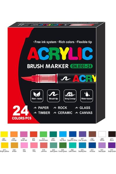 Bukela Acrylic Paint Pens, Soft Brush Tip Acrylic Markers, 24 Colors Ideal fo...