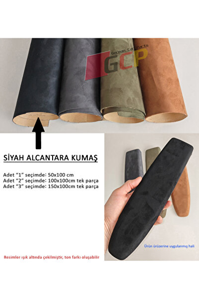 GCP German Car Parts Siyah Süet Alcantara Kumaş Kaplama - Araç içi Alkantra S...