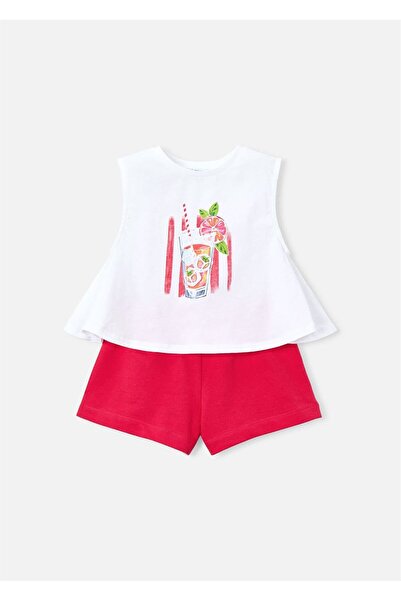 MAYORAL Girls' Sleeveless T-Shirt Shorts Set Red 3228