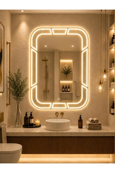DKN Mirror Fusion Line LED Ayna - Dokunmatik Sensörlü Işıklı Banyo Aynası - D...