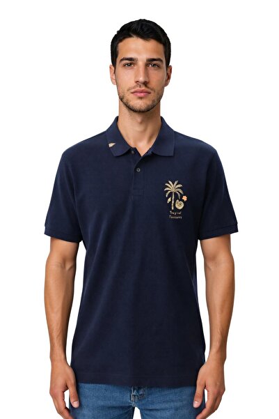 Arma Ar-Ma Men's Polo Collar T-Shirt Picture Printed Knitted Fabric Regular F...