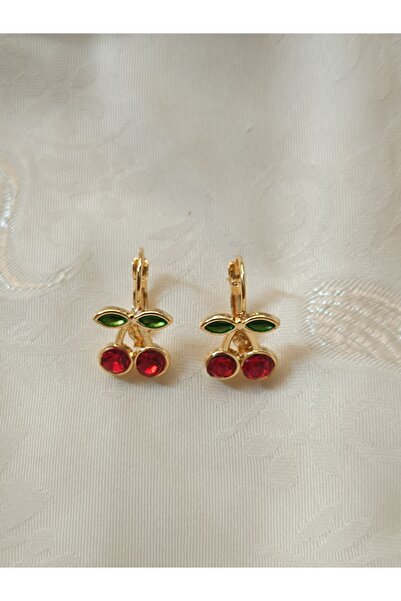 Kudi Oyuncak Cherry Earrings Gold Color