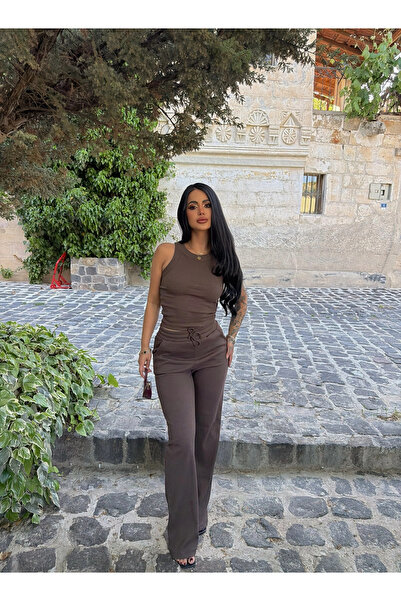 kırmızı butiks Kahve Kaşkorse Basic İkili Takım