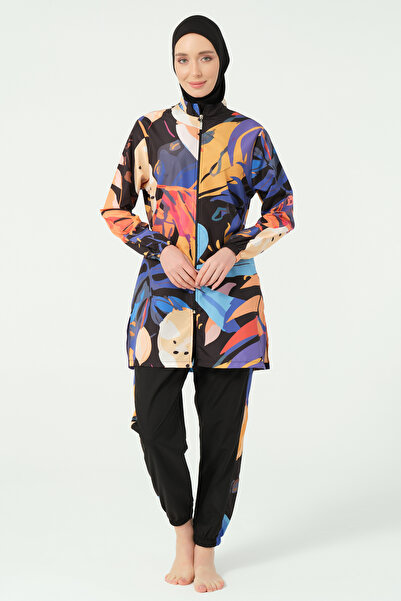 ALFASA Sienna Patterned Full Covered Hijab Swimsuit Long Sleeve Zippered 2527...