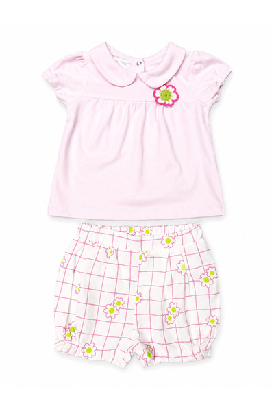 Yollo Kids Floral Embroidered 2-Piece Set 0-12 Months Pink
