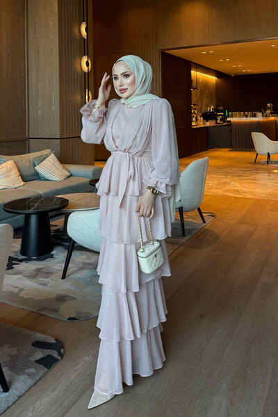 İmajButik Powder Skirt Layered Evening Dress