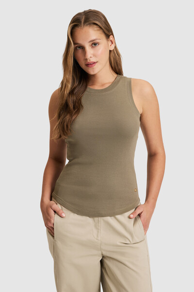 U.S. Polo Assn. Kadın Haki Bisiklet Yaka Basic Tişört 50321799-VR027