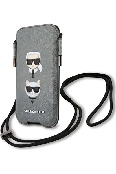 Karl Lagerfeld Σαφιάνο Καρλ & Σουπέτ Κάλτσα & Θήκη Γκρι KLHCP12LOPHKCG