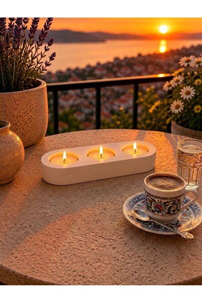 ACELEYOLLA 3'lü Beton Tealight Mumluk – Dekoratif Mumluk