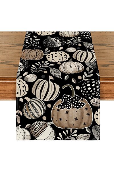 OEM Runner decorativ pentru masă de toamnă Frunze negre dovleci 40x140 cm