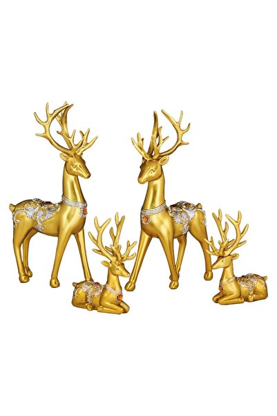 OEM Statuetka Ren a decorativă cu Renii Set 4 bucăți Figurine Set de Crăciun ...