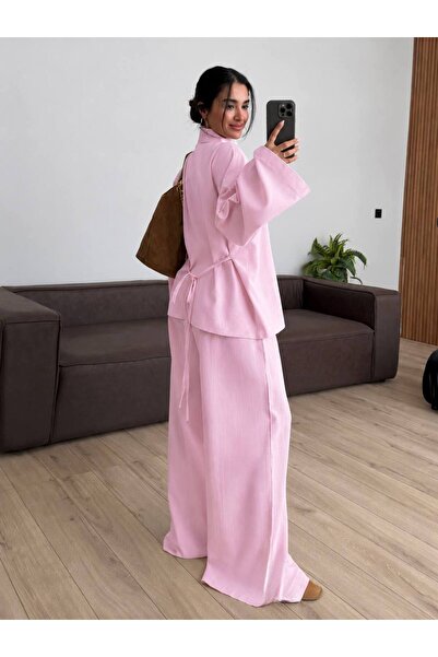 kendii modamm Premium Chinese Button Detailing, High Collar Tie, Pink Poplin ...
