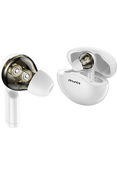 AWEI T12 Ενδοωτικά Ακουστικά Bluetooth Handsfree με Θήκη Φόρτισης Λευκά