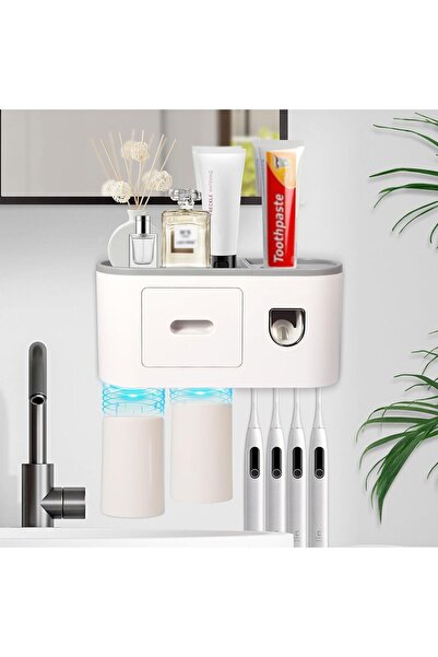 OEM Organizator pentru baie cu dozator de pastă și suport pentru periuțe Alb
