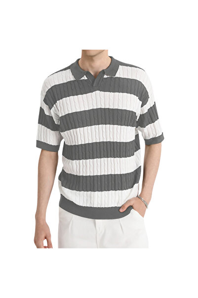 OEM HYPESTFIT Tricou Polo pentru Bărbați, Mâneci Scurte, Elegant în Dungi, Gr...