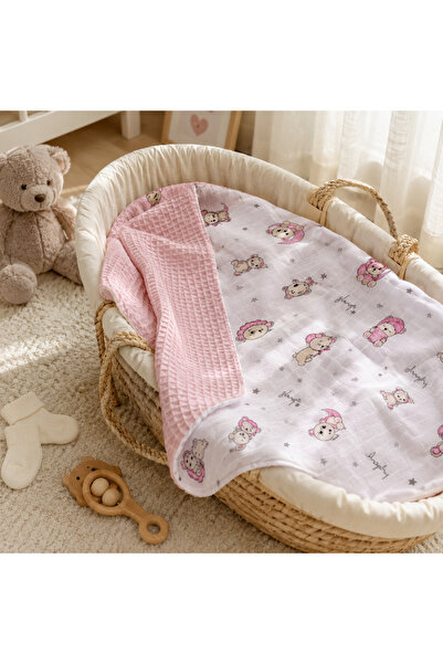 Minora Baby&Kids بطانية أطفال من مينورا مزدوجة الجوانب من قماش البيكيه الموسل...