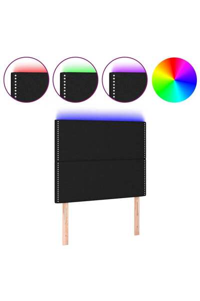 vidaxl Tăblie de pat cu LED, negru, 90x5x118/128 cm, textil