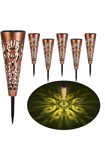OEM Set de 6 Lampi Solare de Grădină Împinse în Pământ Tip Torță Din Metal Vi...