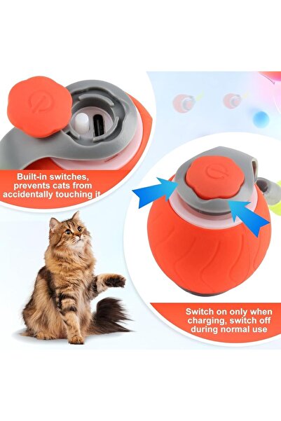 Melby Etkileşimli Kedi Oyuncağı Topu Turuncu - 3 Modlu Hareketli Akıllı Kedi ...