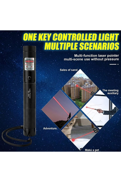 Generic مؤشر ليزر أحمر قابل لإعادة الشحن JD-303 مع قفل مفتاح وغطاء نجمي وشاحن USB للعروض التقديمية