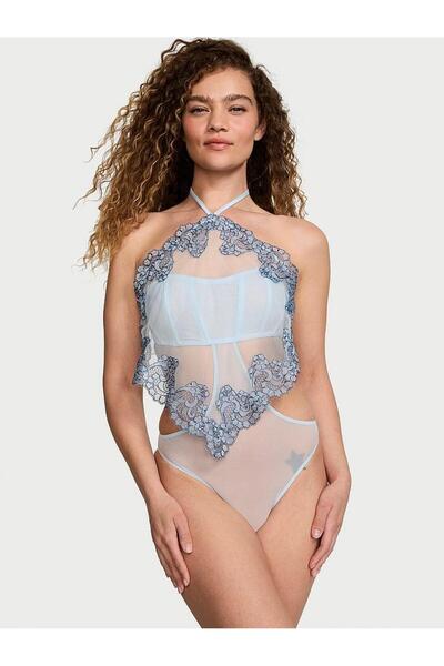 Victoria's Secret Transparan Boho Çiçek İşlemeli Boyundan Bağlamalı Teddy