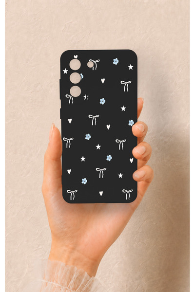 Vip Case Samsung-S21FE Uyumlu Mini Fiyonk Siyah Desenli Silikon Kılıf