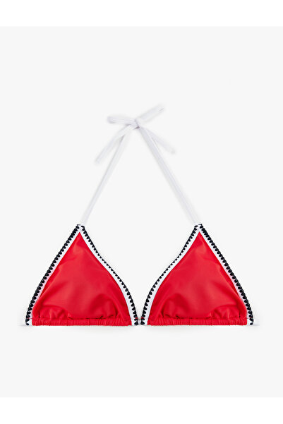 Koton Renk Kontrastlı Kroşe Detaylı Üçgen Bikini Üstü