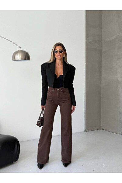 HerTon Women's High-Waisted Straight-Leg Cotton Pants – Low-Stretch, Stylish,...