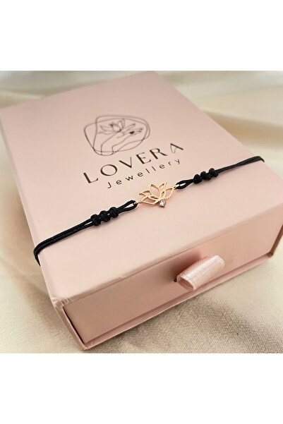 Lovera Jewellery 925 Ayar Gümüş Sertifikalı Rose Renk Tek Taş Lotus Çiçeği Şa...