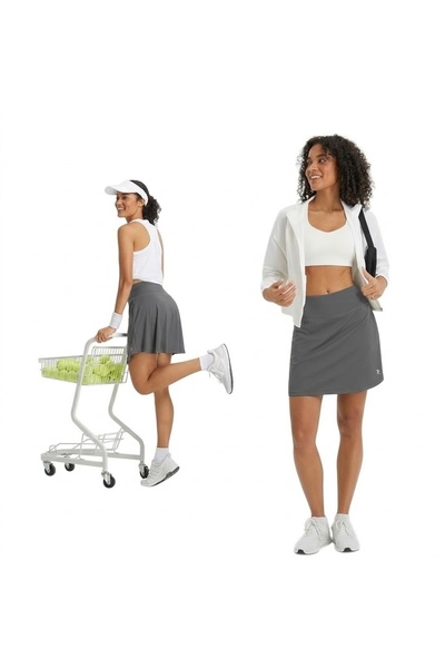 OEM BALEAF Fustă Sport Tenis Cu Buzunare Fustă Cu Pantaloni Scurți Gri XXL