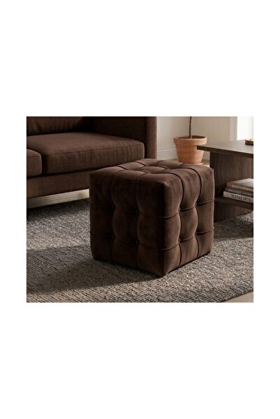 Vivense PUFİX KAPİTONELİ KARE PUF, KAHVERENGİ