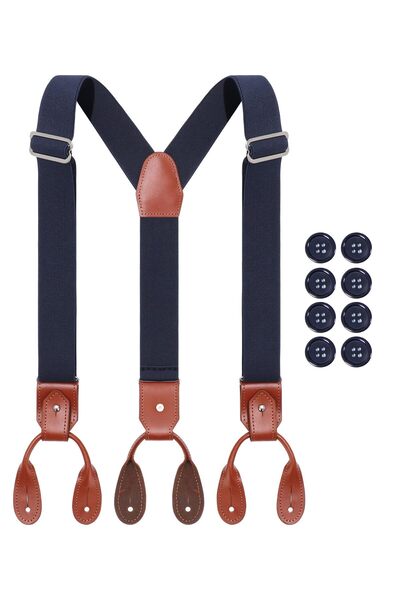 OEM Bretele din piele naturală, cu prindere cu nasturi, elastice, reglabile, ...