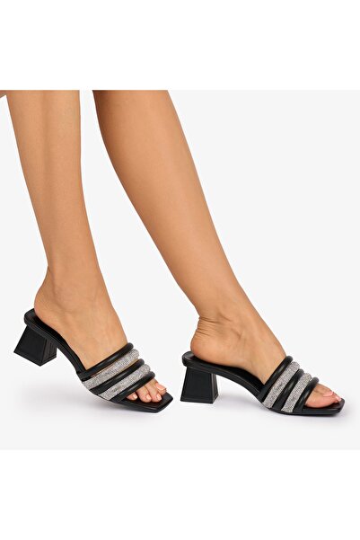 ANGEL BLUE Pantofi eleganti dama din Piele ECOLOGICA cu toc gros si strasuri ...