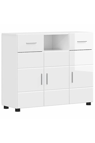 vidaxl Dulap din Lemn Alb lucios 88,5 x 30,5 x 73 cm Lemn compozit